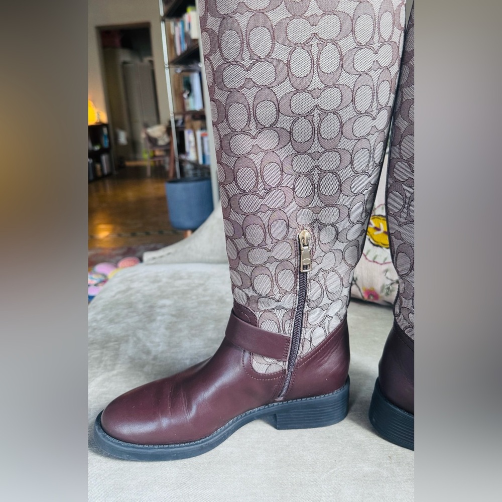 Coach Extended Calf Riding Boot In Signature Jacquard
